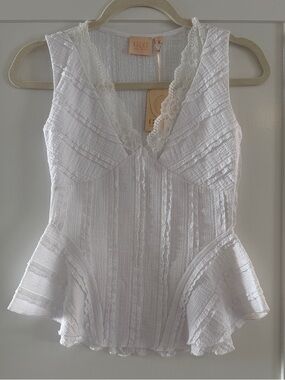 NWT Good Luck Gem White Lace Tank Top | Size XSmall